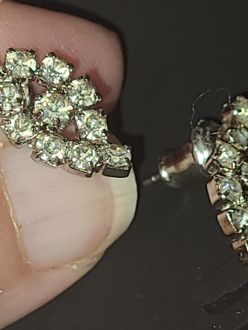 Crystal Cluster Stud Earrings - Picture 3 of 4